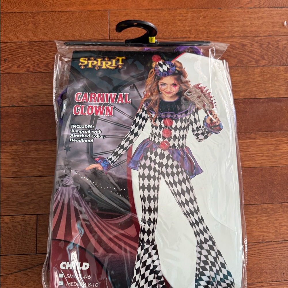 Spirit Carnival Clown Kids Costume - Black, White, Red Kids M 8-10